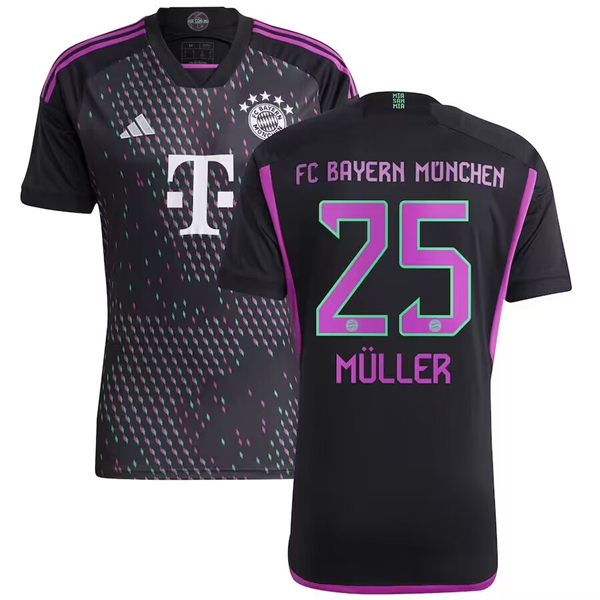 Men's FC Bayern München #25 FC Bayern Müller Black 2023/24 Away Soccer Jersey